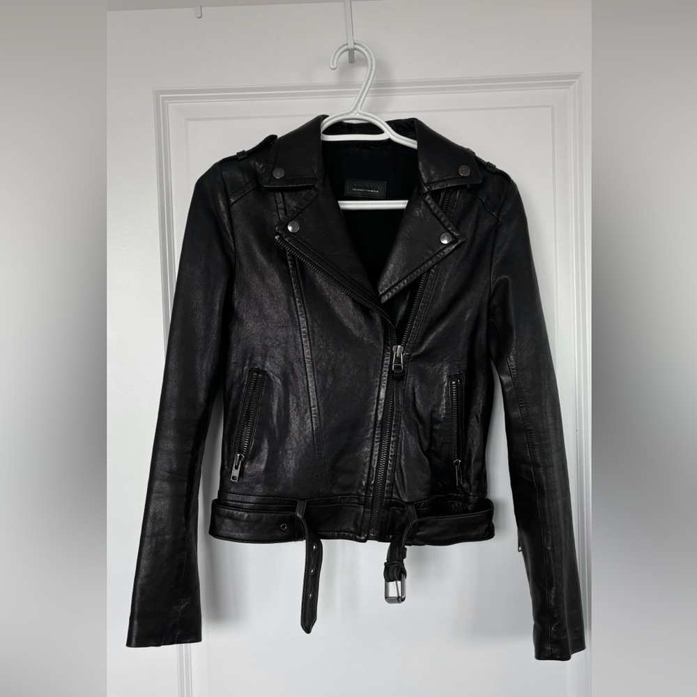 Mackage x Aritzia Black Leather Florica Biker Jacket - Picture 1 of 6